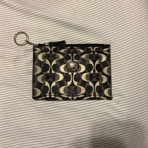 Coach Monogram Black and Cream Wristlet